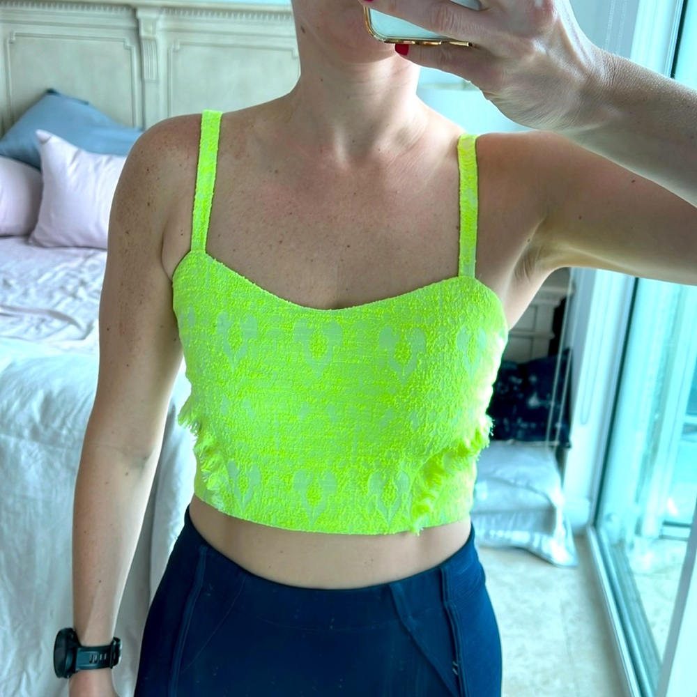 Alexis size small neon yellow textured crop top